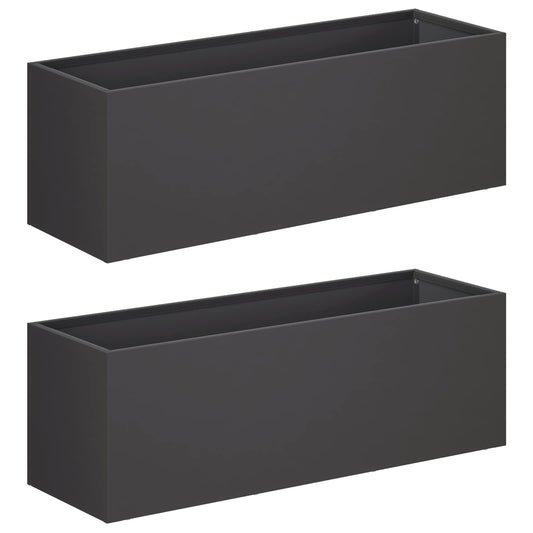 Garden Planter 2 pcs Black 40 x 20 x 20 cm Cold-rolled Steel