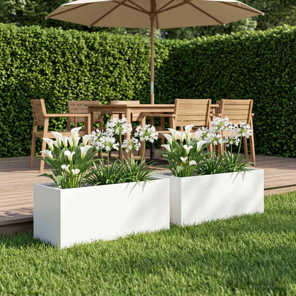 Garden Planter 2 pcs White 40 x 20 x 20 cm Cold-rolled Steel