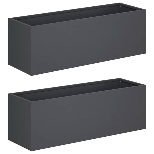 Garden Planter 2 pcs Anthracite 40 x 20 x 20 cm