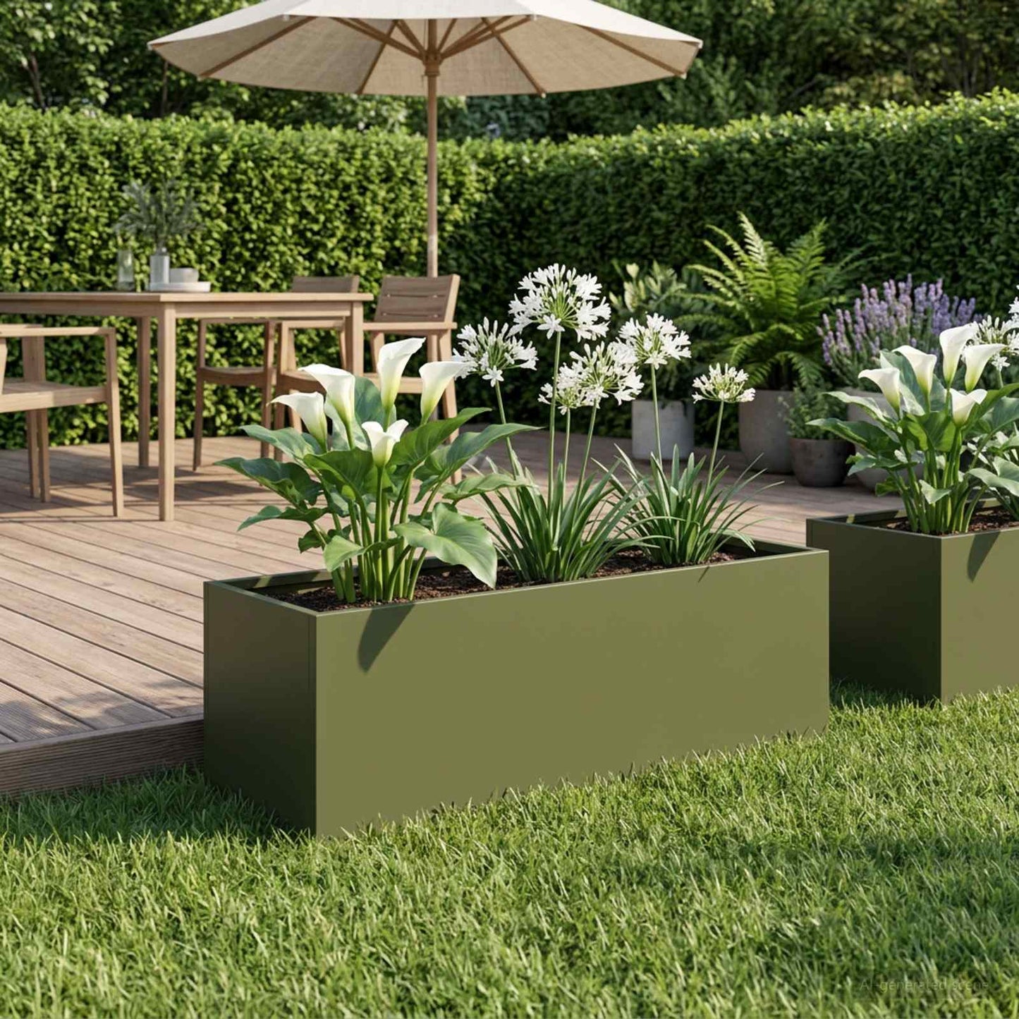 Garden Planter Olive Green 40 x 20 x 20 cm Cold-rolled Steel