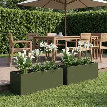 Garden Planter 2 pcs Olive Green 40 x 20 x 20 cm