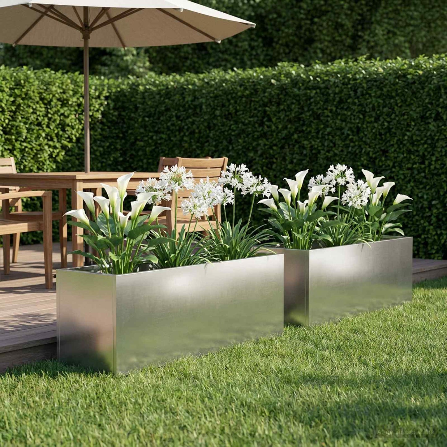 Garden Planter 2 pcs Silver 40 x 20 x 20 cm Stainless Steel