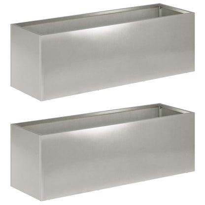 Garden Planter 2 pcs Silver 40 x 20 x 20 cm Stainless Steel
