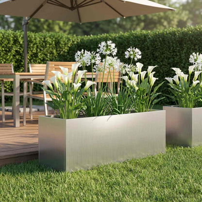 Garden Planter Silver 40 x 20 x 20 cm Galvanised Steel