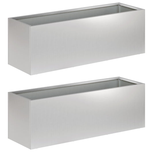 Garden Planter 2 pcs Silver 40 x 20 x 20 cm Galvanised Steel