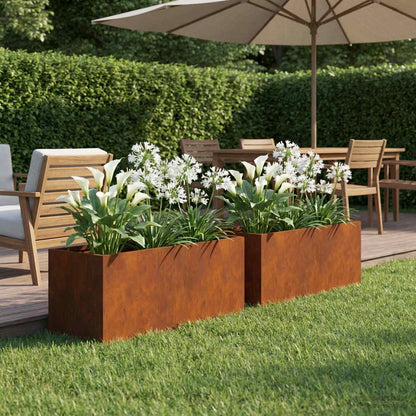 Garden Planter 2 pcs Rusty 40 x 20 x 20 cm Weathering Steel