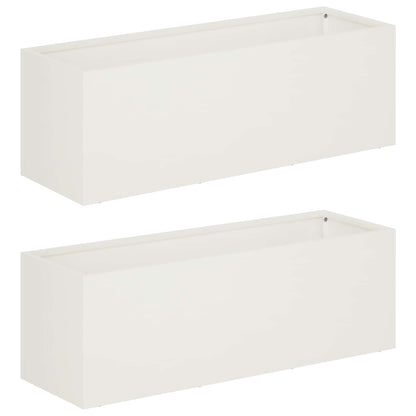 Garden Planter 2 pcs White 60 x 20 x 20 cm Cold-rolled Steel