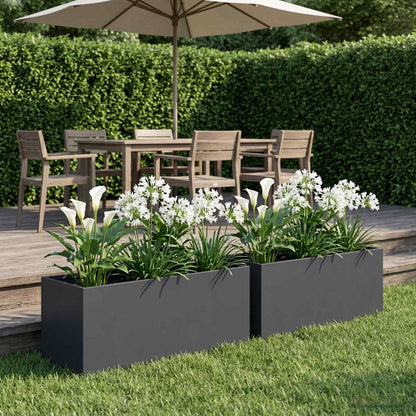 Garden Planter 2 pcs Anthracite 60 x 20 x 20 cm