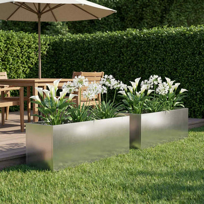 Garden Planter 2 pcs Silver 60 x 20 x 20 cm Stainless Steel