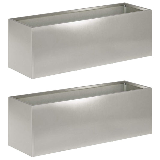 Garden Planter 2 pcs Silver 60 x 20 x 20 cm Stainless Steel