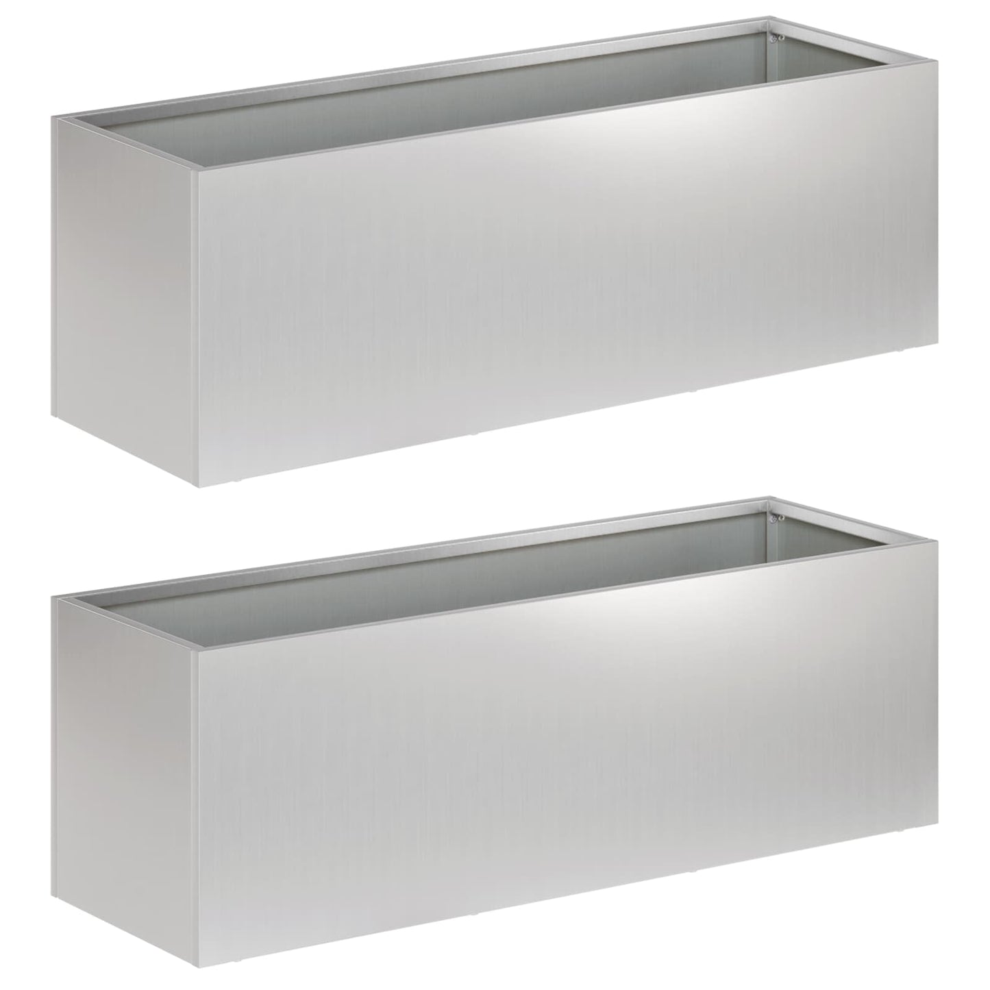 Garden Planter 2 pcs Silver 60 x 20 x 20 cm Galvanised Steel