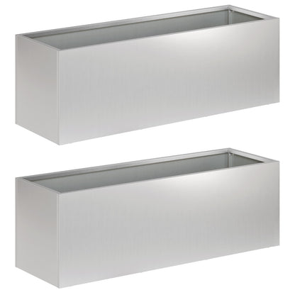 Garden Planter 2 pcs Silver 60 x 20 x 20 cm Galvanised Steel