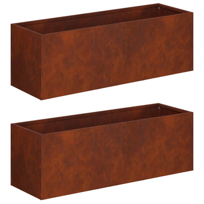 Garden Planter 2 pcs Rusty 60 x 20 x 20 cm Weathering Steel