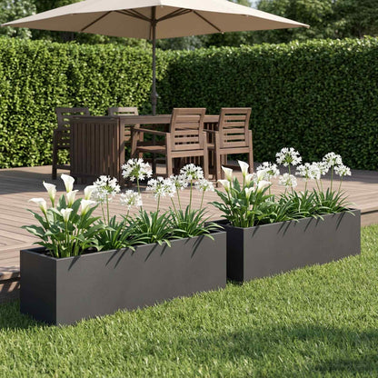 Garden Planter 2 pcs Black 80 x 20 x 20 cm Cold-rolled Steel