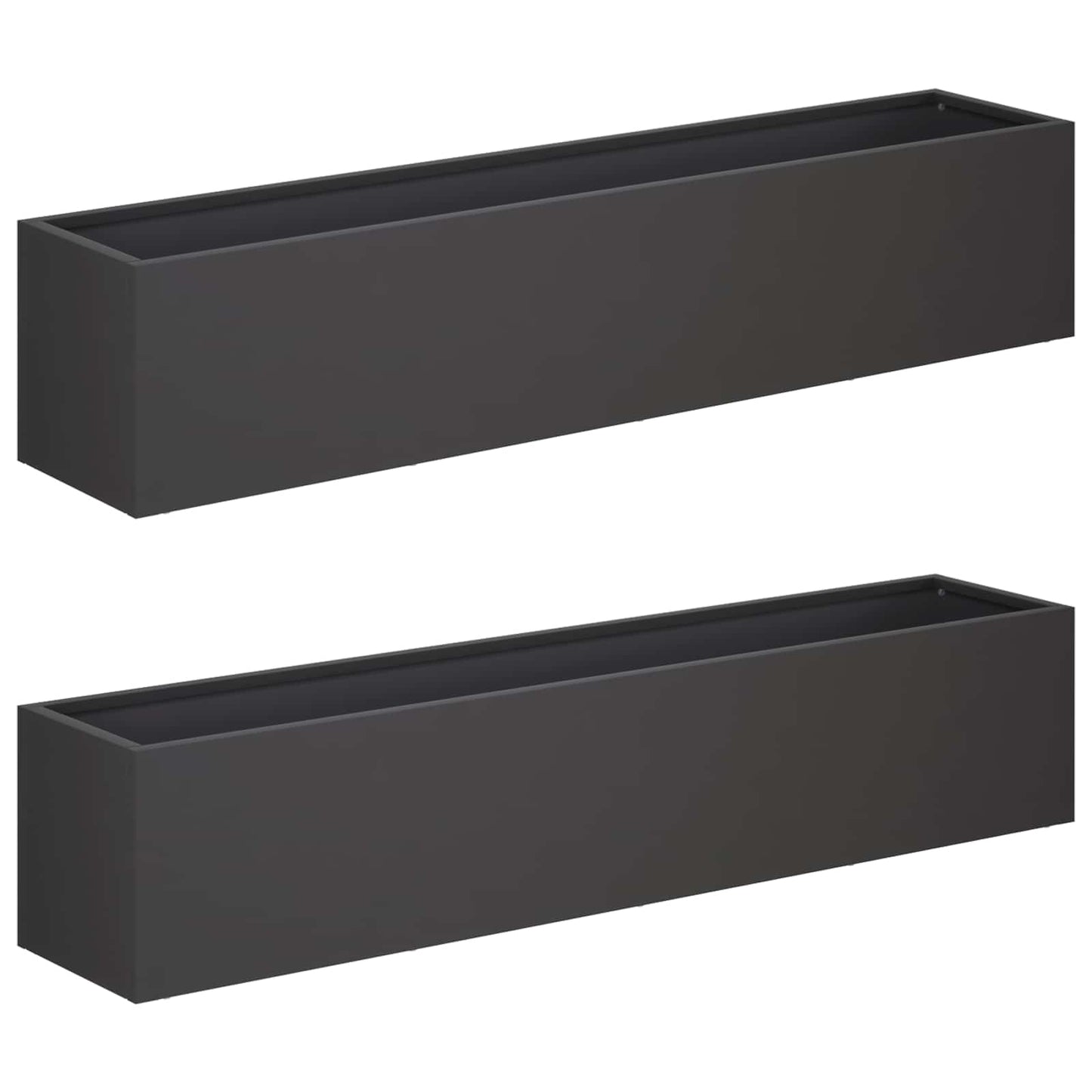 Garden Planter 2 pcs Black 80 x 20 x 20 cm Cold-rolled Steel