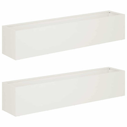 Garden Planter 2 pcs White 80 x 20 x 20 cm Cold-rolled Steel
