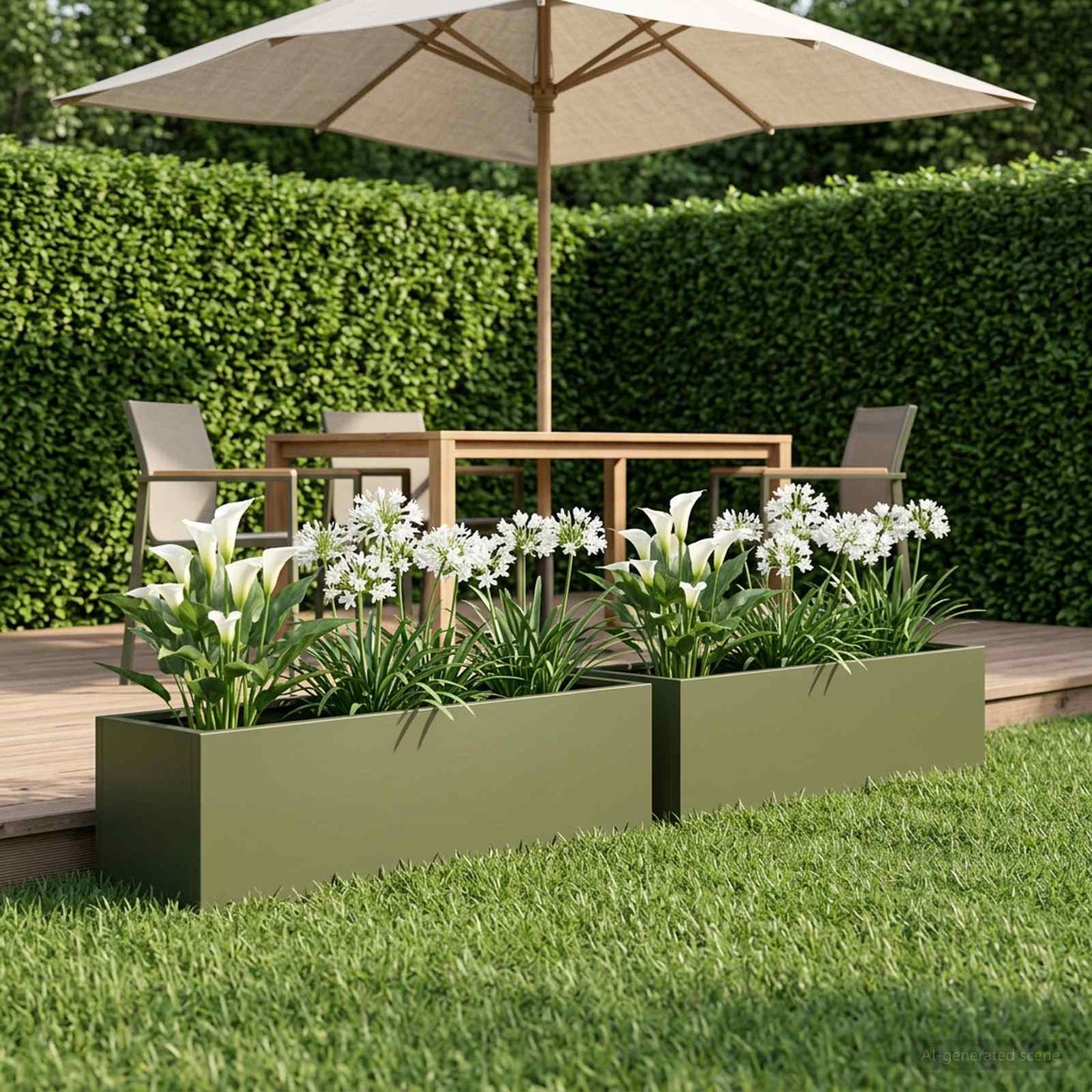 Garden Planter 2 pcs Olive Green 80 x 20 x 20 cm