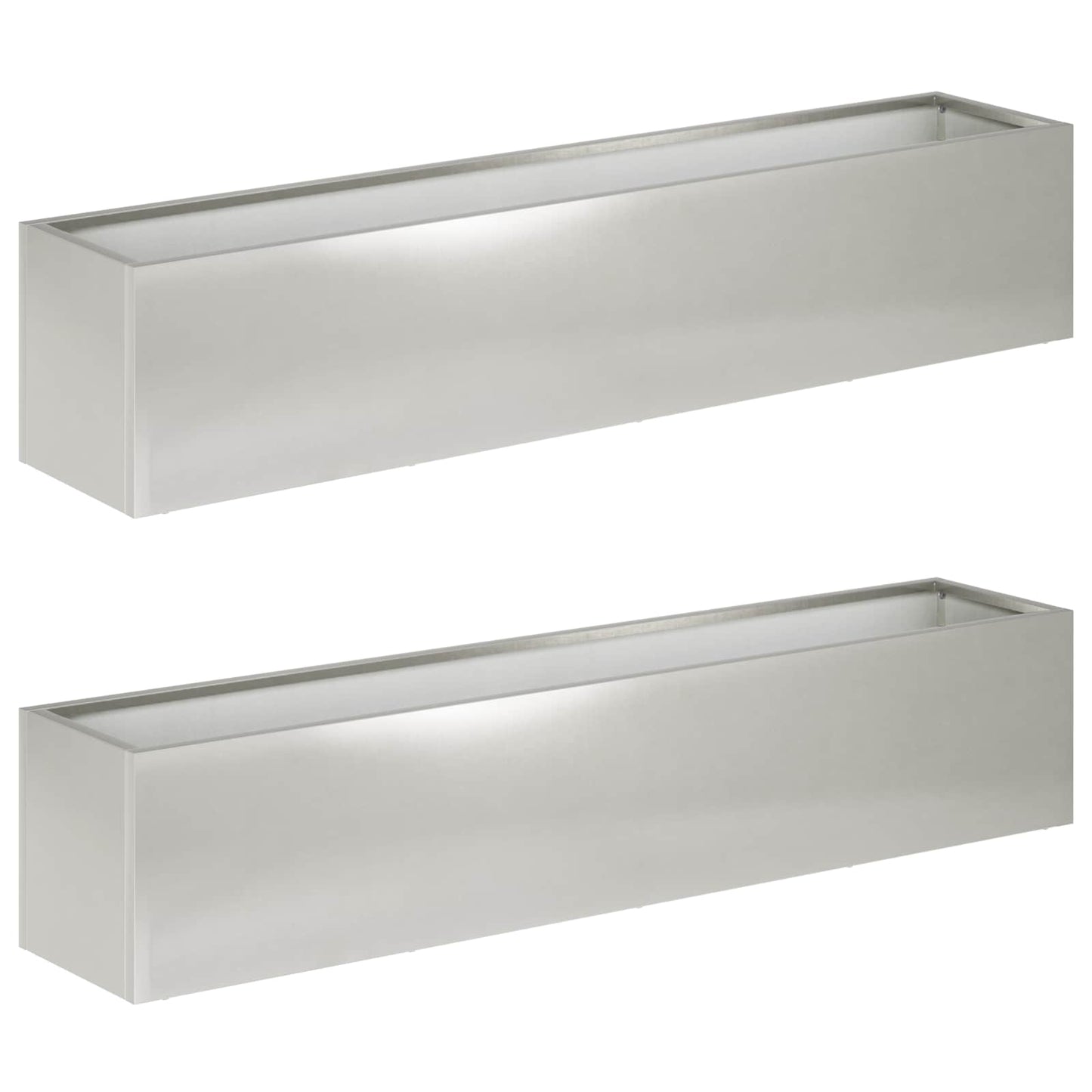 Garden Planter 2 pcs Silver 80 x 20 x 20 cm Stainless Steel