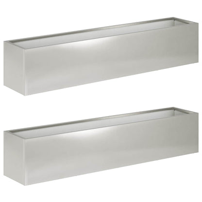 Garden Planter 2 pcs Silver 80 x 20 x 20 cm Stainless Steel