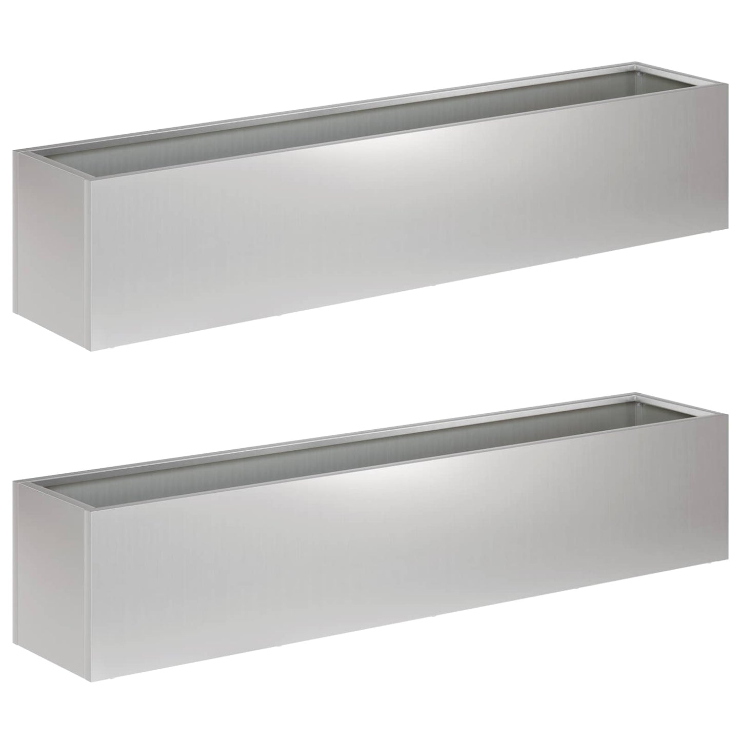Garden Planter 2 pcs Silver 80 x 20 x 20 cm Galvanised Steel