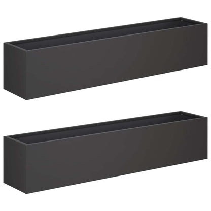 Garden Planter 2 pcs Black 100 x 20 x 20 cm Cold-rolled Steel