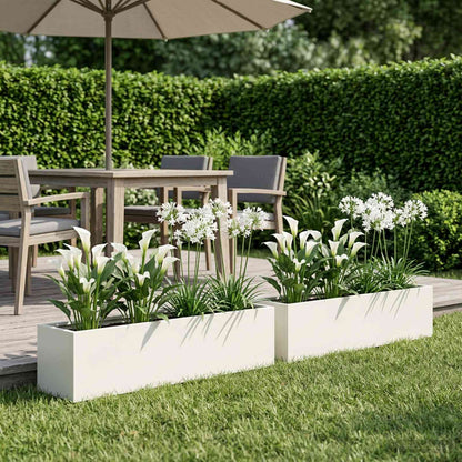 Garden Planter 2 pcs White 100 x 20 x 20 cm Cold-rolled Steel