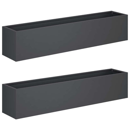 Garden Planter 2 pcs Anthracite 100 x 20 x 20 cm