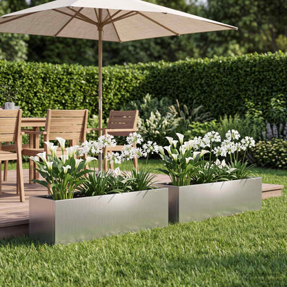Garden Planter 2 pcs Silver 100 x 20 x 20 cm Galvanised Steel