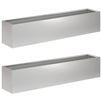 Garden Planter 2 pcs Silver 100 x 20 x 20 cm Galvanised Steel