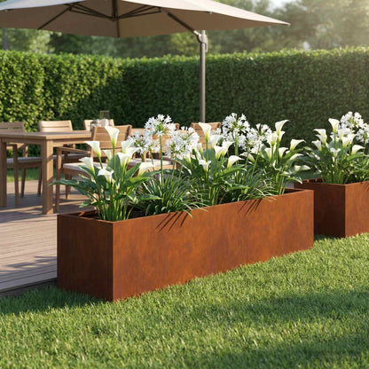 Garden Planter Rusty 100 x 20 x 20 cm Weathering Steel