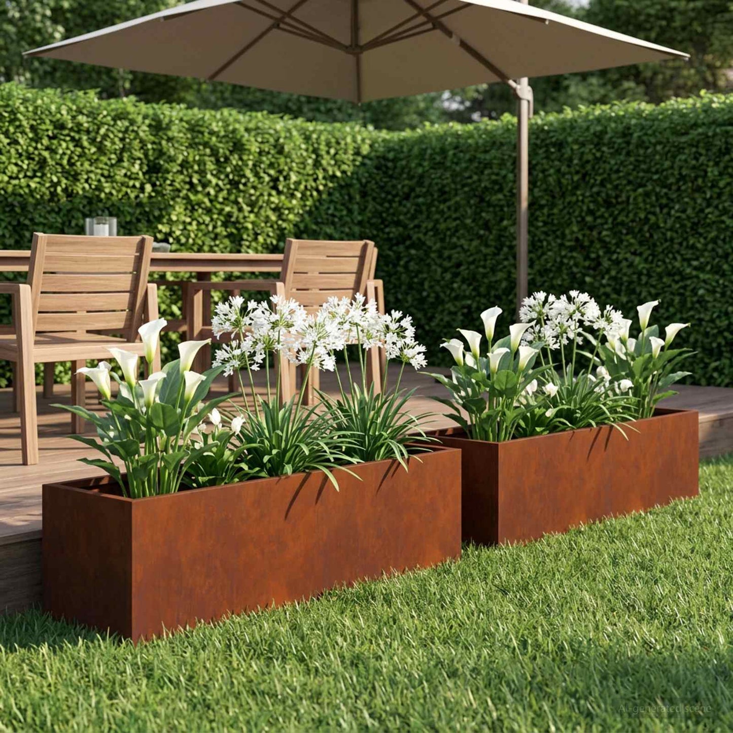 Garden Planter 2 pcs Rusty 100 x 20 x 20 cm Weathering Steel