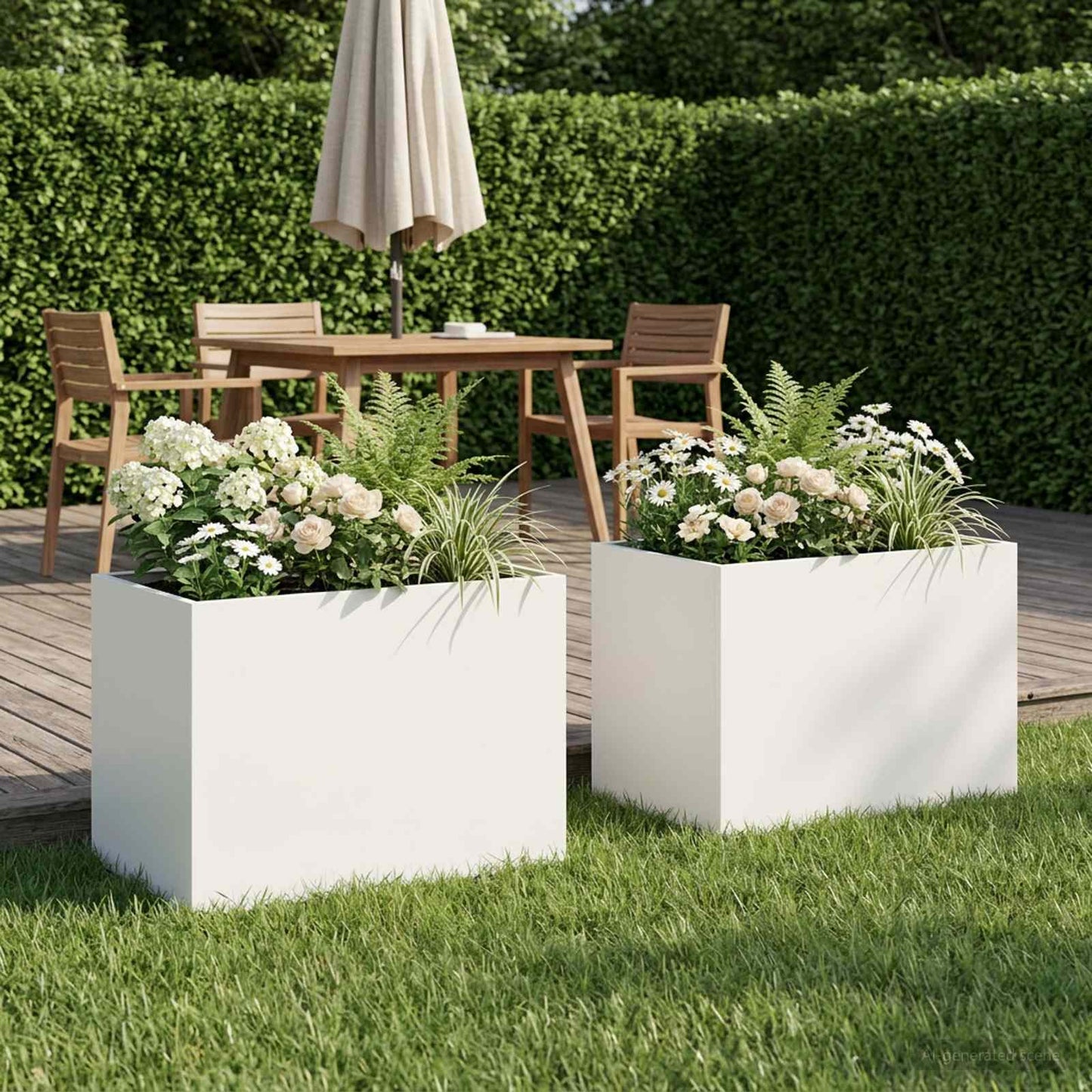 Garden Planter 2 pcs White 40 x 30 x 30 cm Cold-rolled Steel