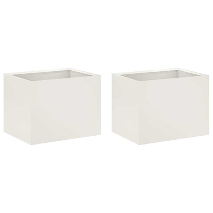 Garden Planter 2 pcs White 40 x 30 x 30 cm Cold-rolled Steel
