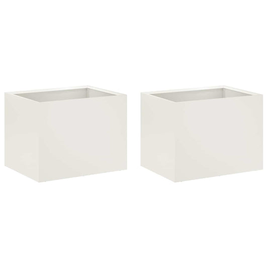 Garden Planter 2 pcs White 40 x 30 x 30 cm Cold-rolled Steel