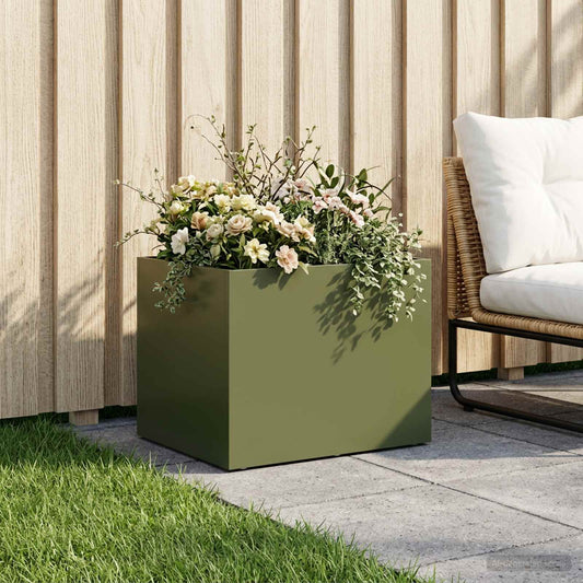Garden Planter Olive Green 40 x 30 x 30 cm Cold-rolled Steel