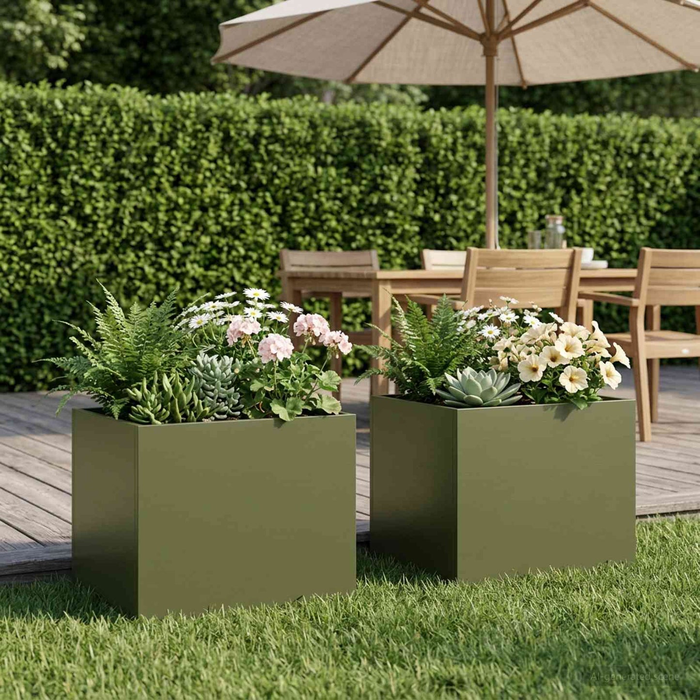 Garden Planter 2 pcs Olive Green 40 x 30 x 30 cm