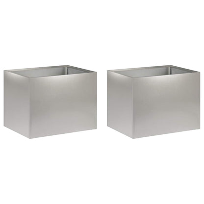 Garden Planter 2 pcs Silver 40 x 30 x 30 cm Stainless Steel