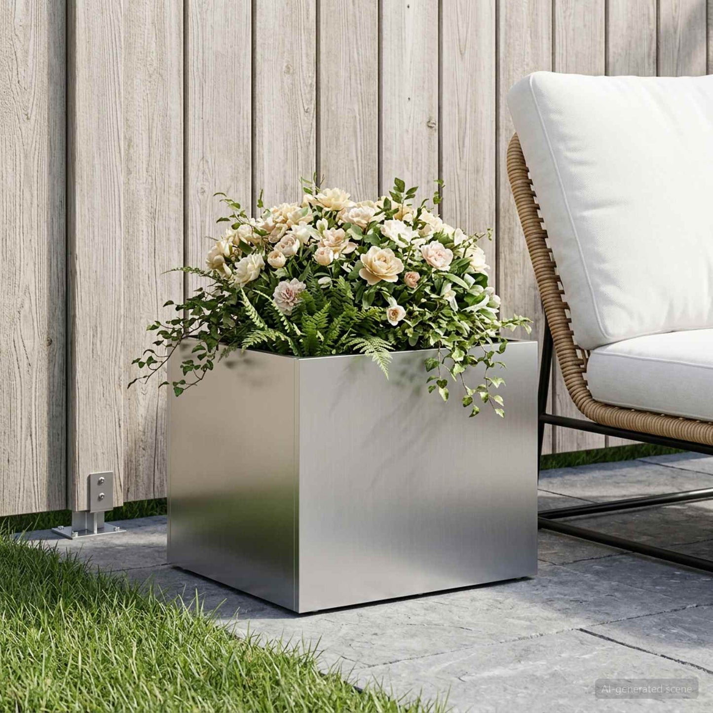 Garden Planter Silver 40 x 30 x 30 cm Galvanised Steel
