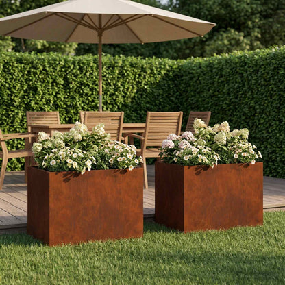 Garden Planter 2 pcs Rusty 40 x 30 x 30 cm Weathering Steel