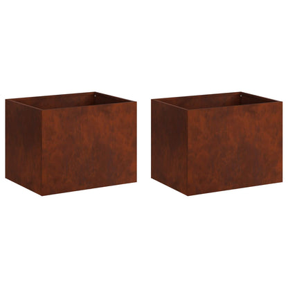 Garden Planter 2 pcs Rusty 40 x 30 x 30 cm Weathering Steel