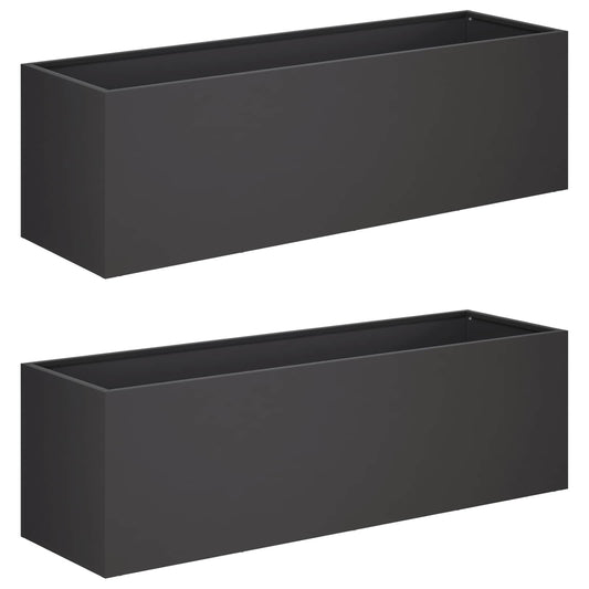 Garden Planter 2 pcs Black 80 x 30 x 30 cm Cold-rolled Steel