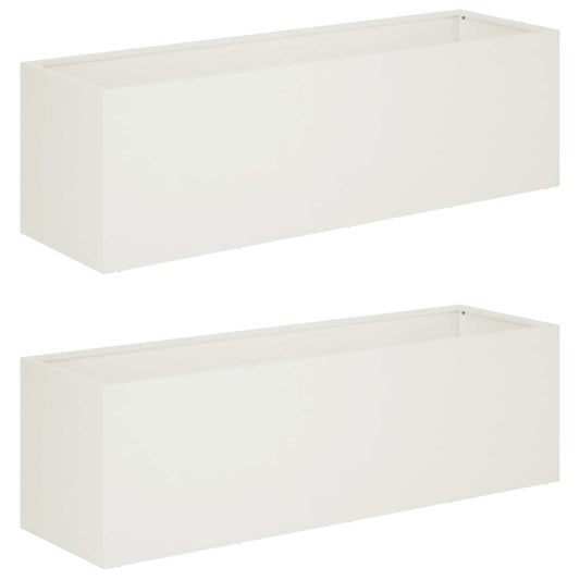 Garden Planter 2 pcs White 80 x 30 x 30 cm Cold-rolled Steel
