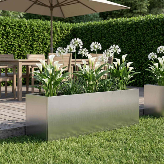Garden Planter Silver 80 x 30 x 30 cm Galvanised Steel