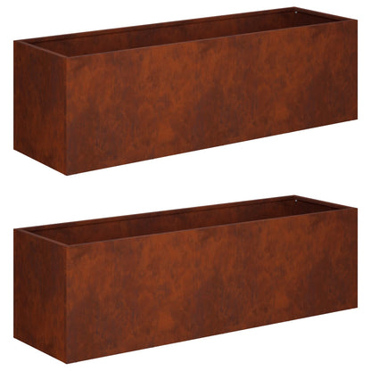 Garden Planter 2 pcs Rusty 80 x 30 x 30 cm Weathering Steel