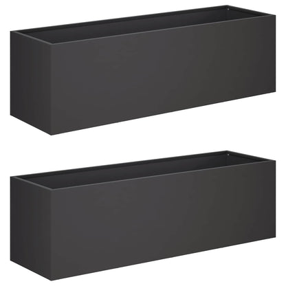 Garden Planter 2 pcs Black 100 x 30 x 30 cm Cold-rolled Steel