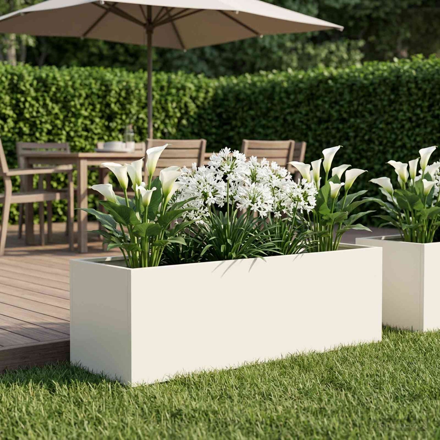 Garden Planter White 100 x 30 x 30 cm Cold-rolled Steel