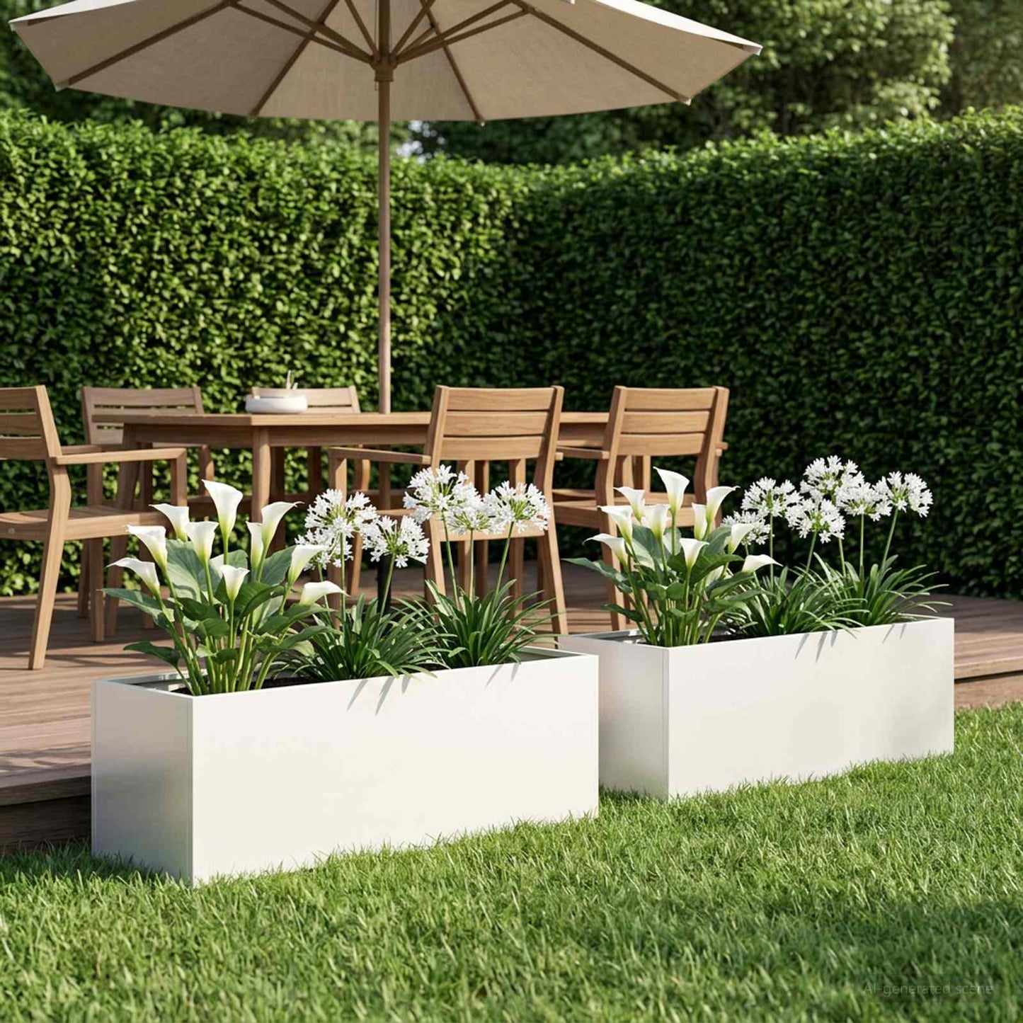 Garden Planter 2 pcs White 100 x 30 x 30 cm Cold-rolled Steel