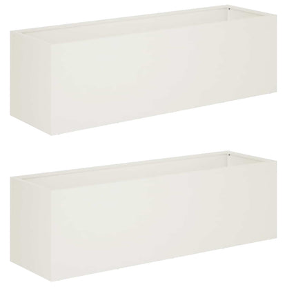 Garden Planter 2 pcs White 100 x 30 x 30 cm Cold-rolled Steel