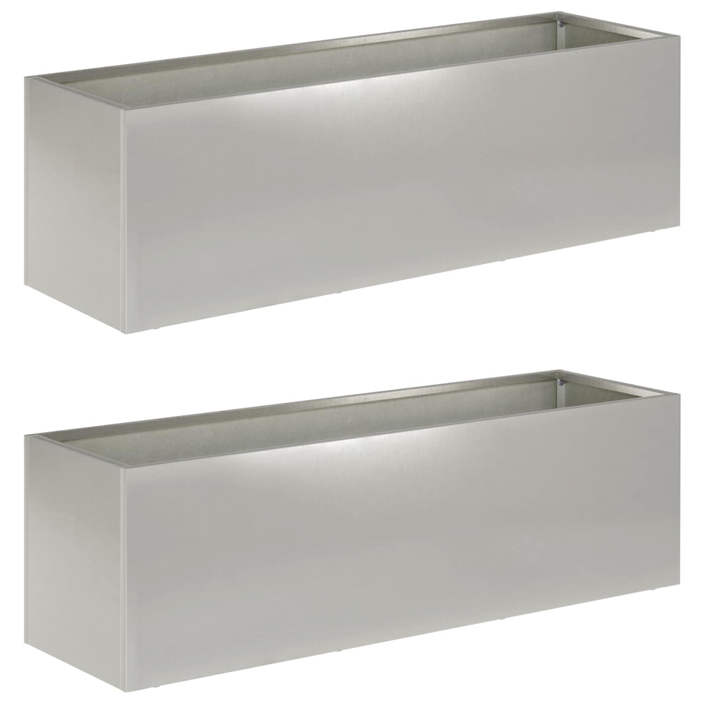 Garden Planter 2 pcs Silver 100 x 30 x 30 cm Stainless Steel