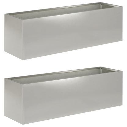Garden Planter 2 pcs Silver 100 x 30 x 30 cm Stainless Steel